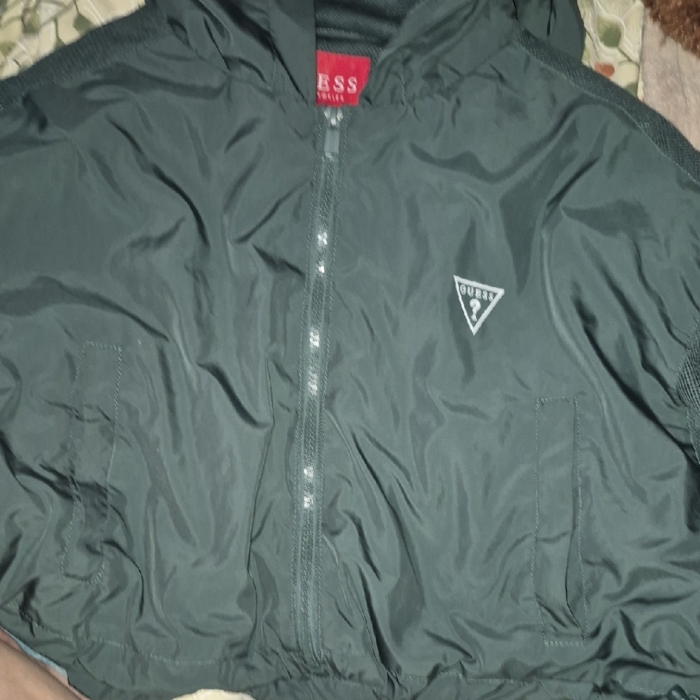 Guess Green Bomber Jacket Sporty Lightweight Design